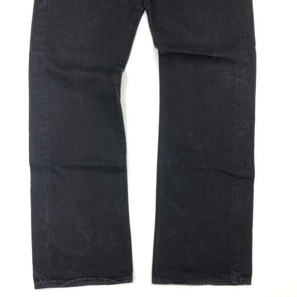 Levis 501 Black Denim Jeans Pants Bottoms size 32x32 Irregular B29 - Picture 2 of 8